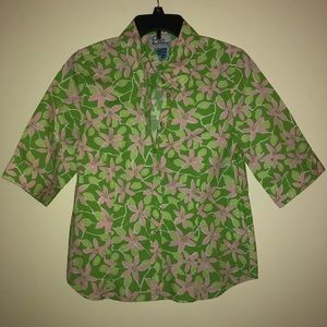 Lily Pulitzer print green floral blouse